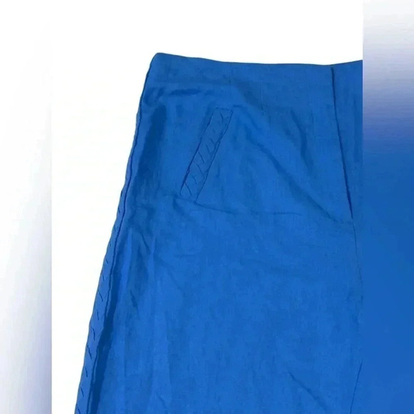 Jason Wu Regular Linen Blend Wide Leg Braided Crop Pants French Blue NEW Size 12 - Picture 10 of 13